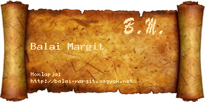 Balai Margit névjegykártya